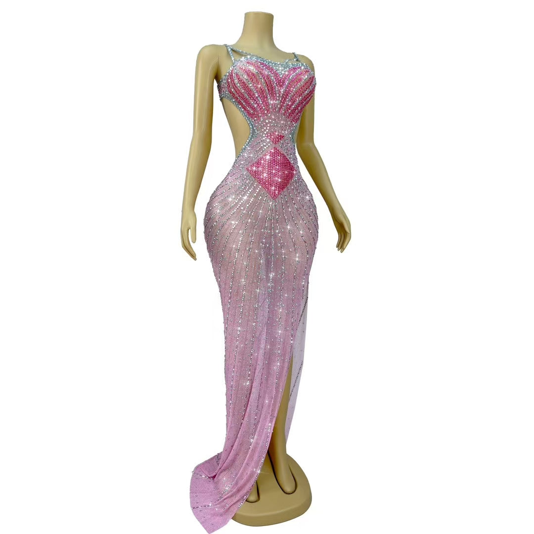 CELESINYI Yucha Crystal Sunburst Sweetheart Gown