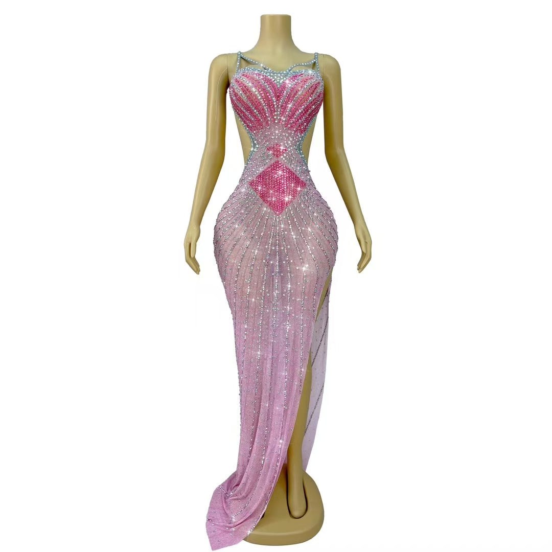 CELESINYI Yucha Crystal Sunburst Sweetheart Gown