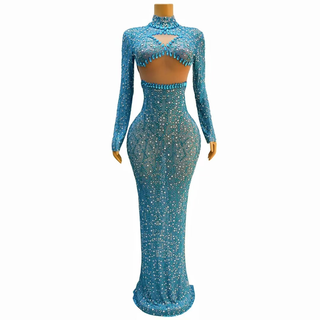 CELESINYI Qinghu Crystal High Collar Gown