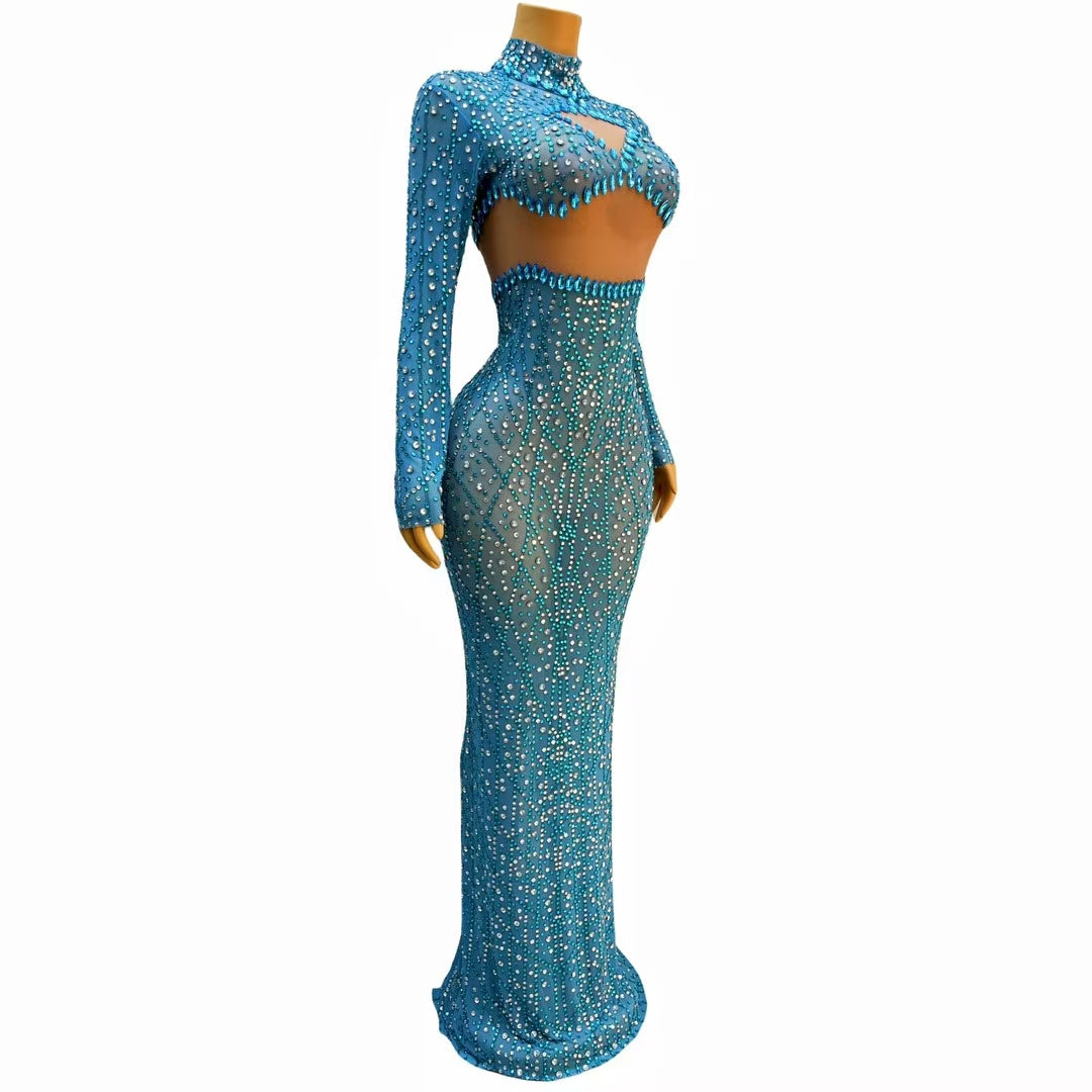 CELESINYI Qinghu Crystal High Collar Gown