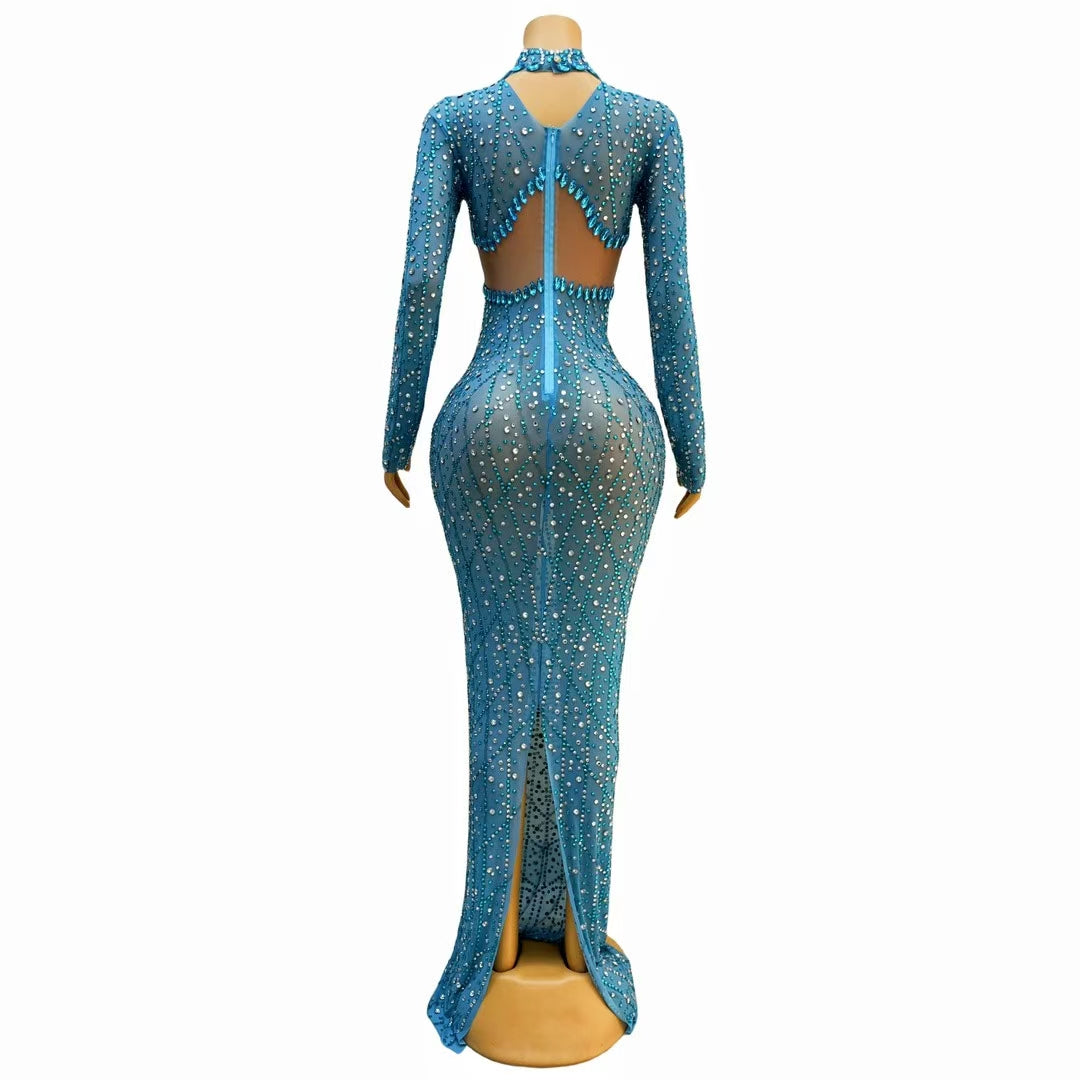 CELESINYI Qinghu Crystal High Collar Gown