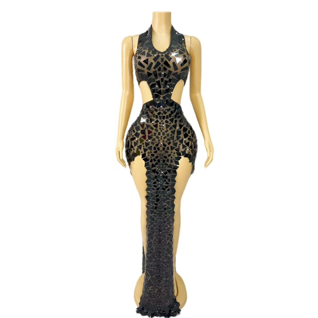 CELESINYI Heipian Crystal Black Mirror Bodysuit