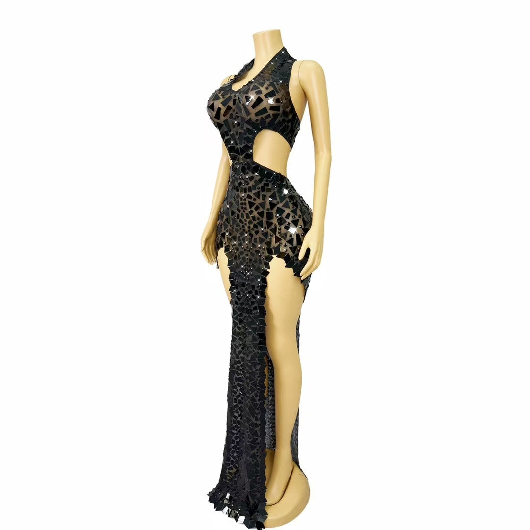CELESINYI Heipian Crystal Black Mirror Bodysuit