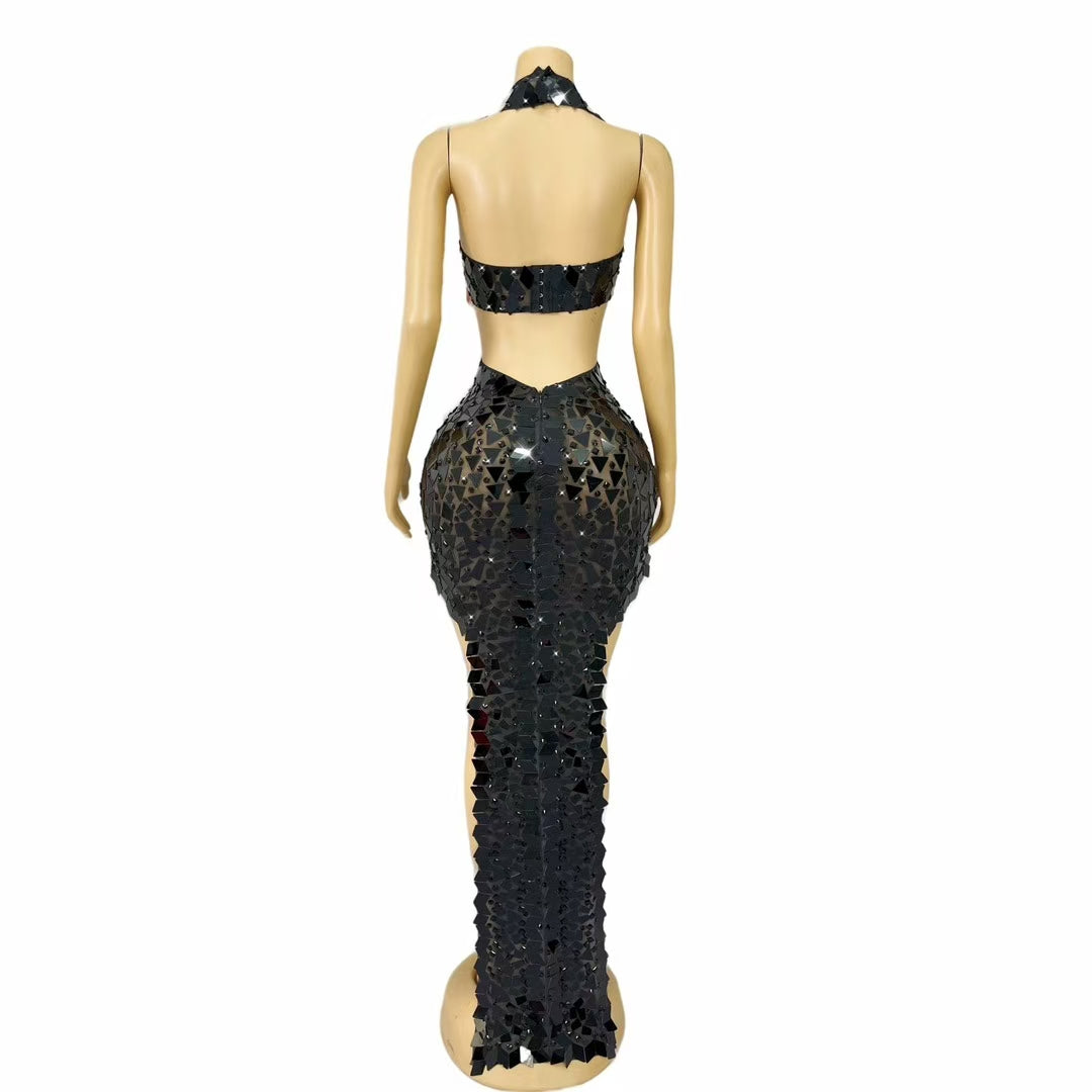 CELESINYI Heipian Crystal Black Mirror Bodysuit