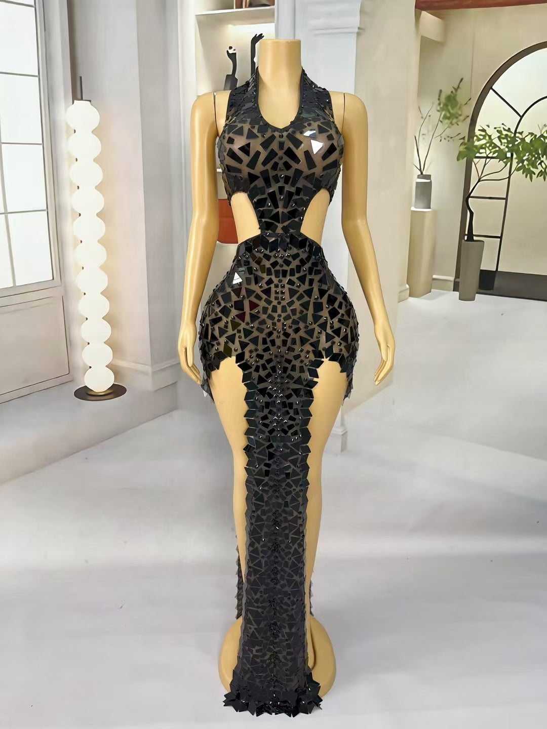 CELESINYI Heipian Crystal Black Mirror Bodysuit