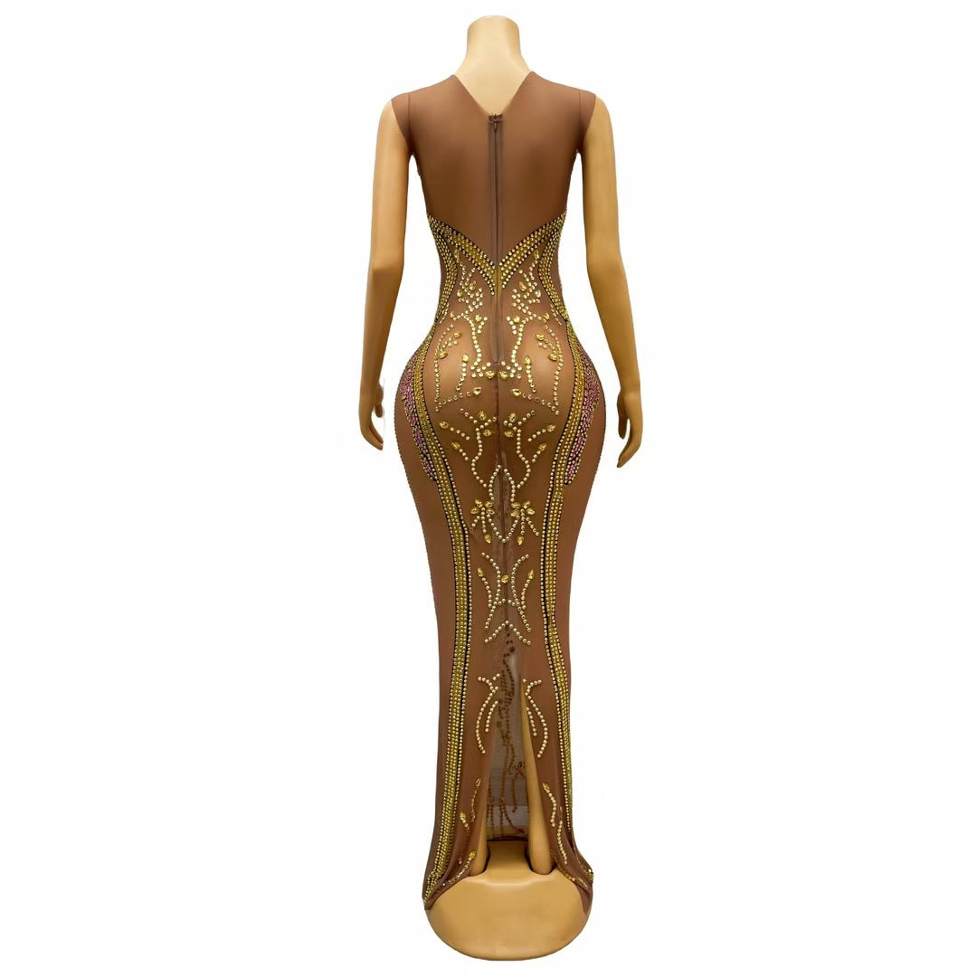CELESINYI Hehua Crystal Lavender Gold Bodysuit