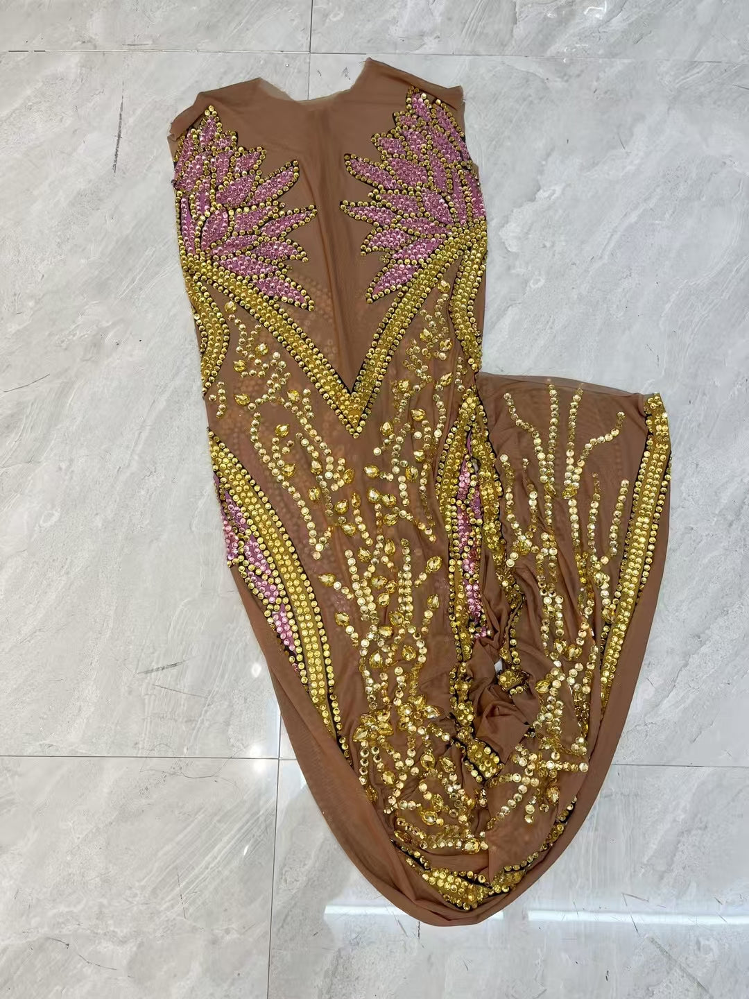 CELESINYI Hehua Crystal Lavender Gold Bodysuit