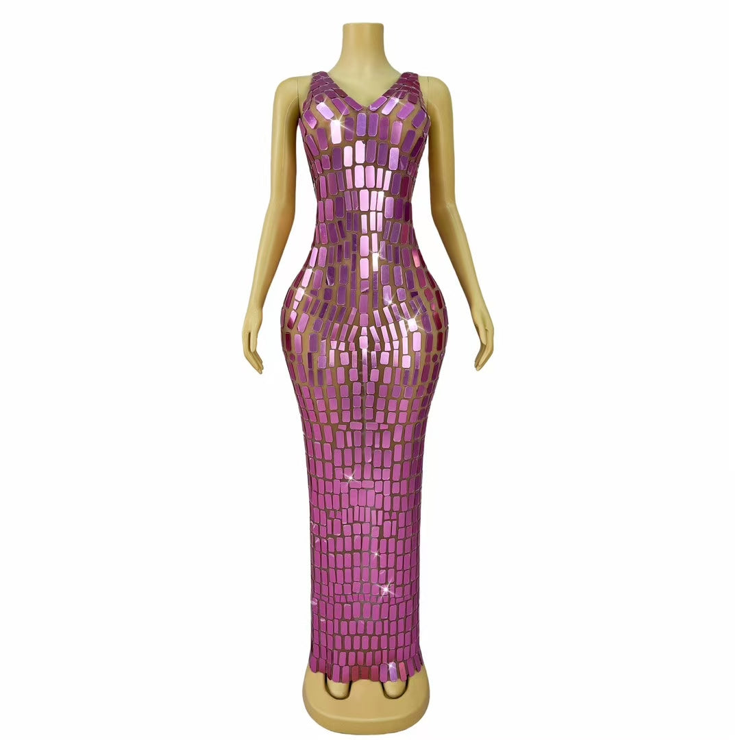 CELESINYI Tongpian Crystal Rose Chain Gown
