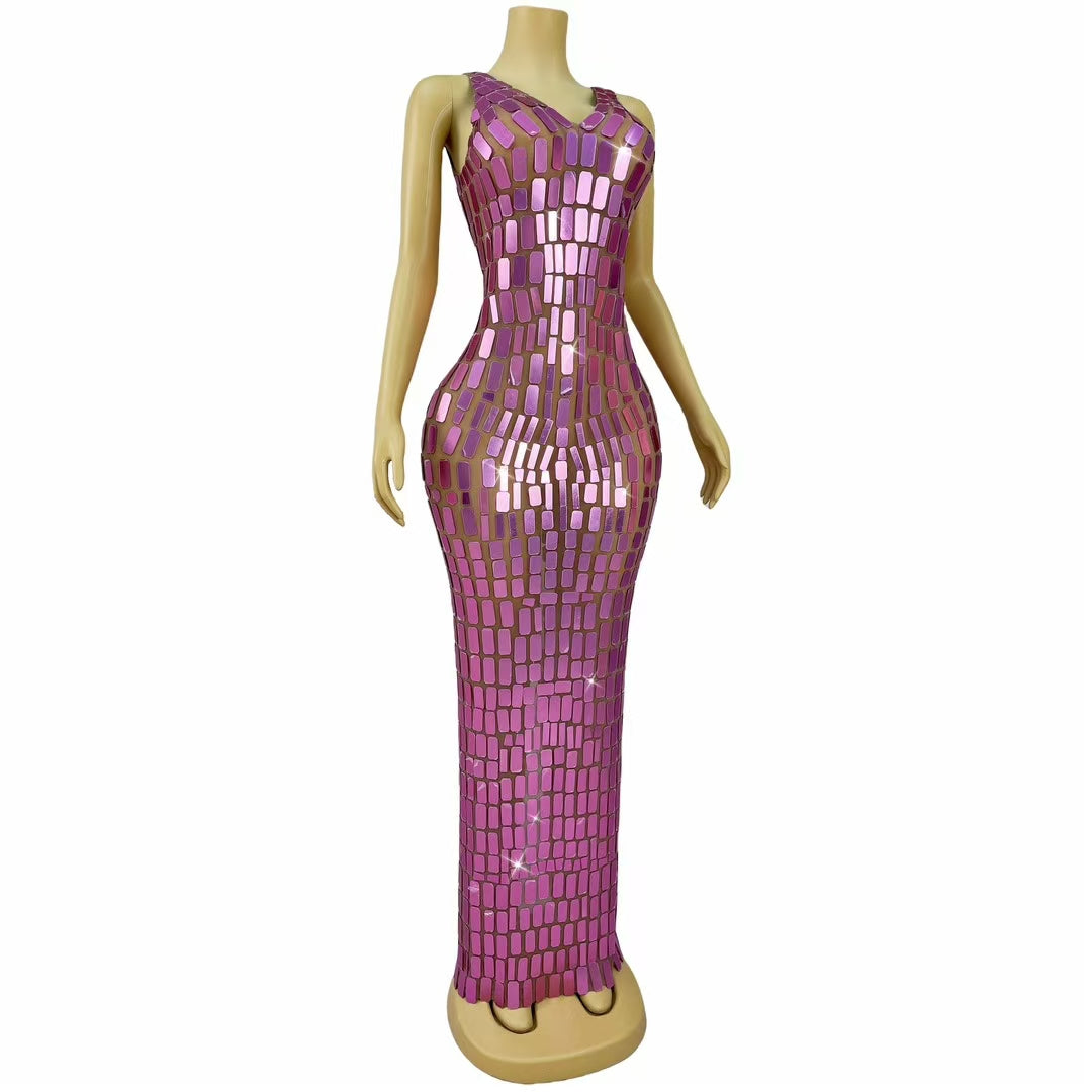 CELESINYI Tongpian Crystal Rose Chain Gown