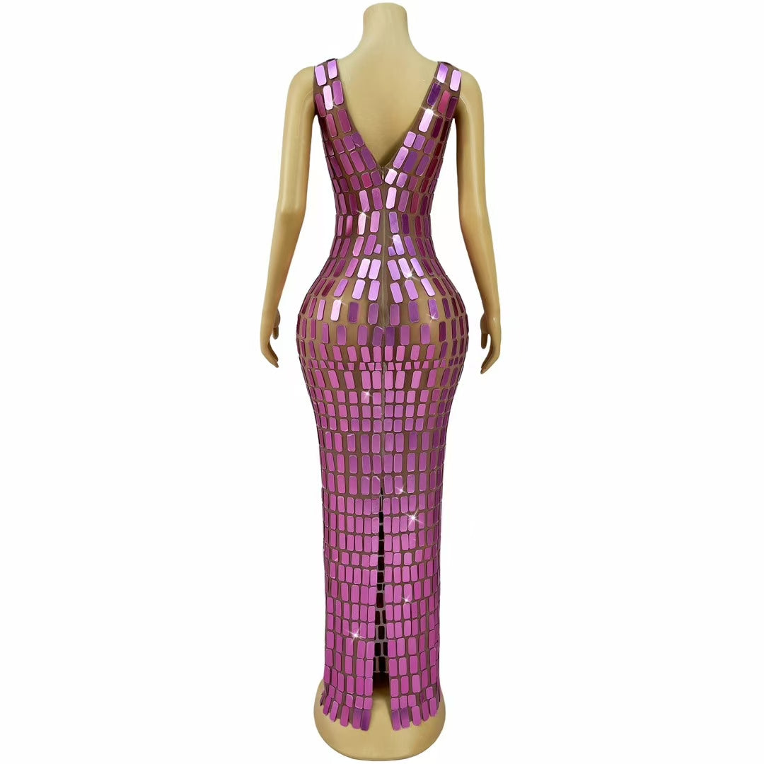CELESINYI Tongpian Crystal Rose Chain Gown