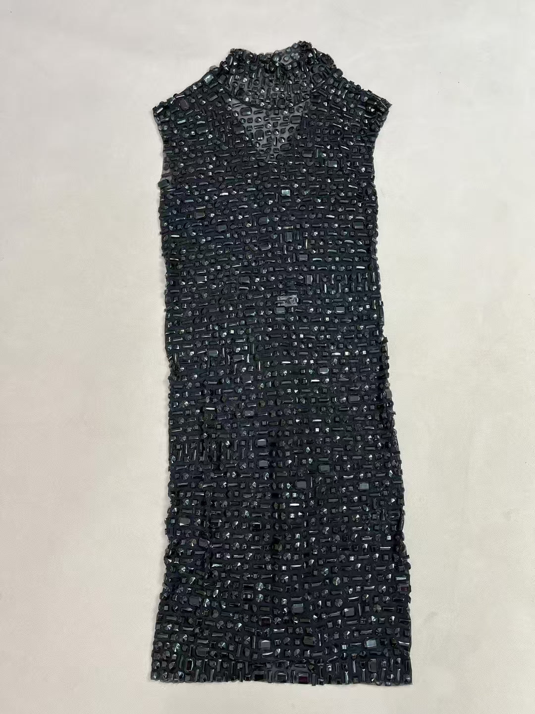 CELESINYI Heibei Crystal Black Mini Dress