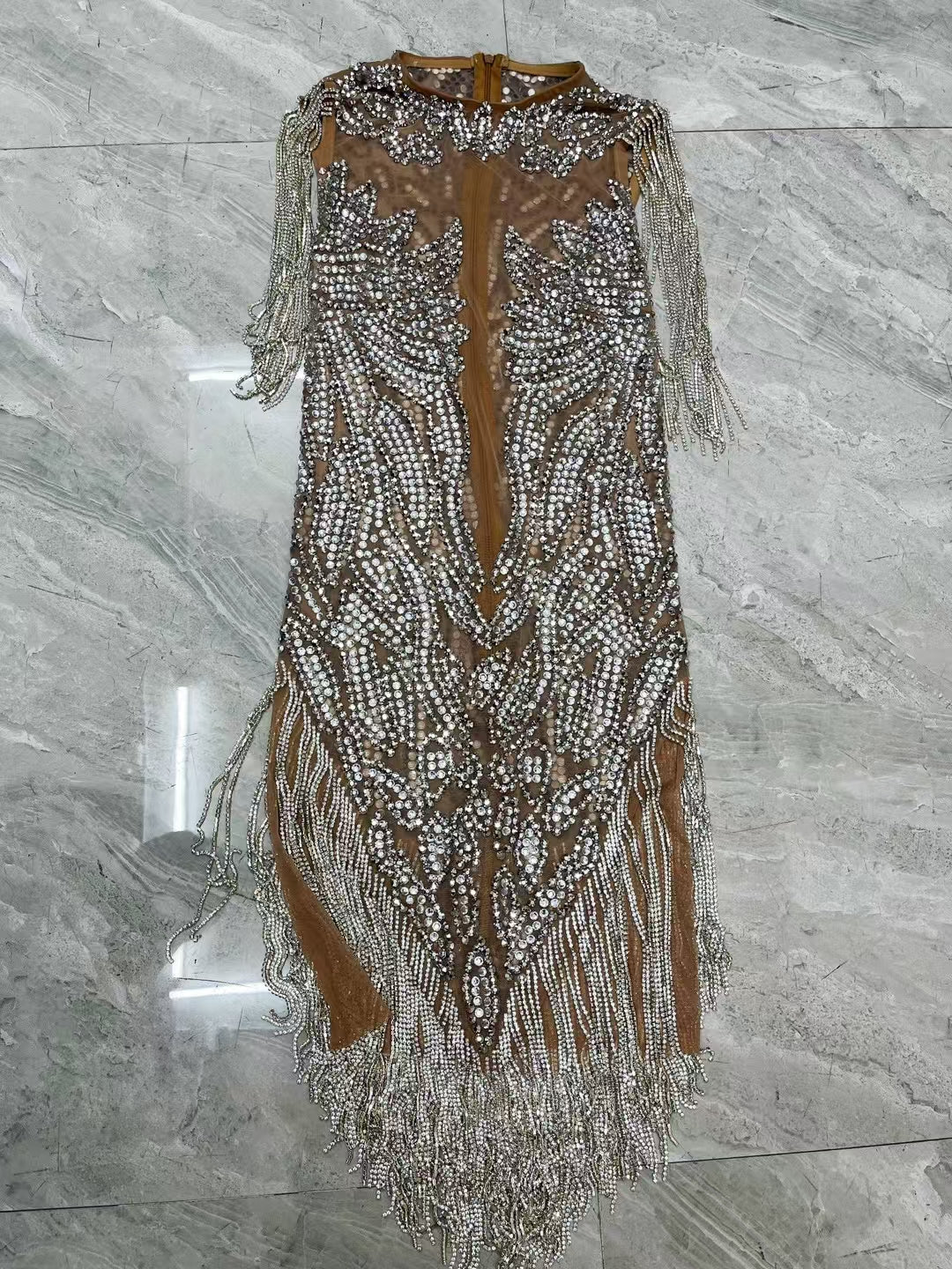 CELESINYI Yinchi Crystal Silver Flame Bodysuit