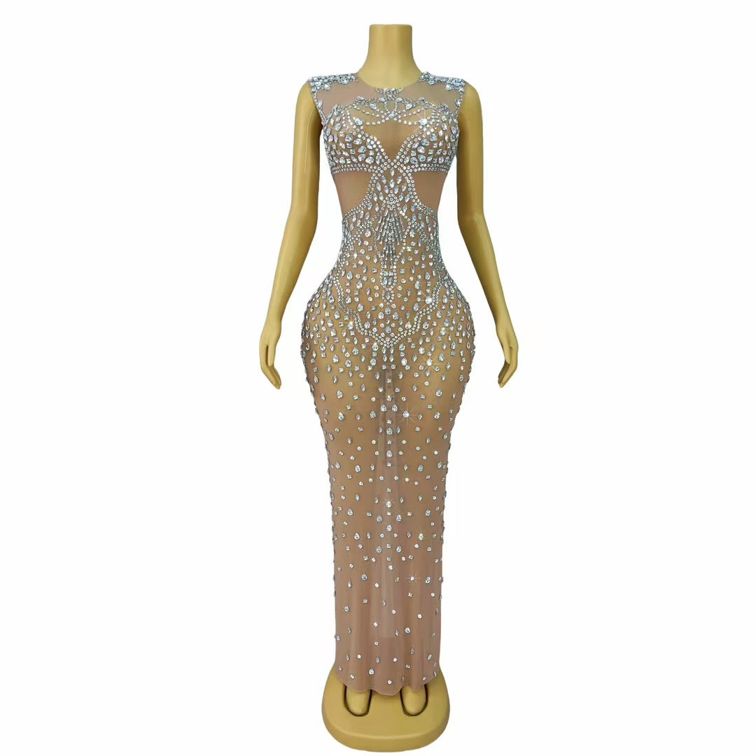 CELESINYI Xingxing Crystal Light Blue Starburst Gown