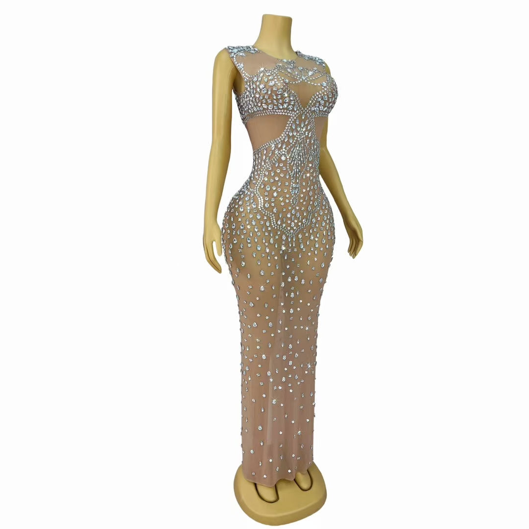CELESINYI Xingxing Crystal Light Blue Starburst Gown