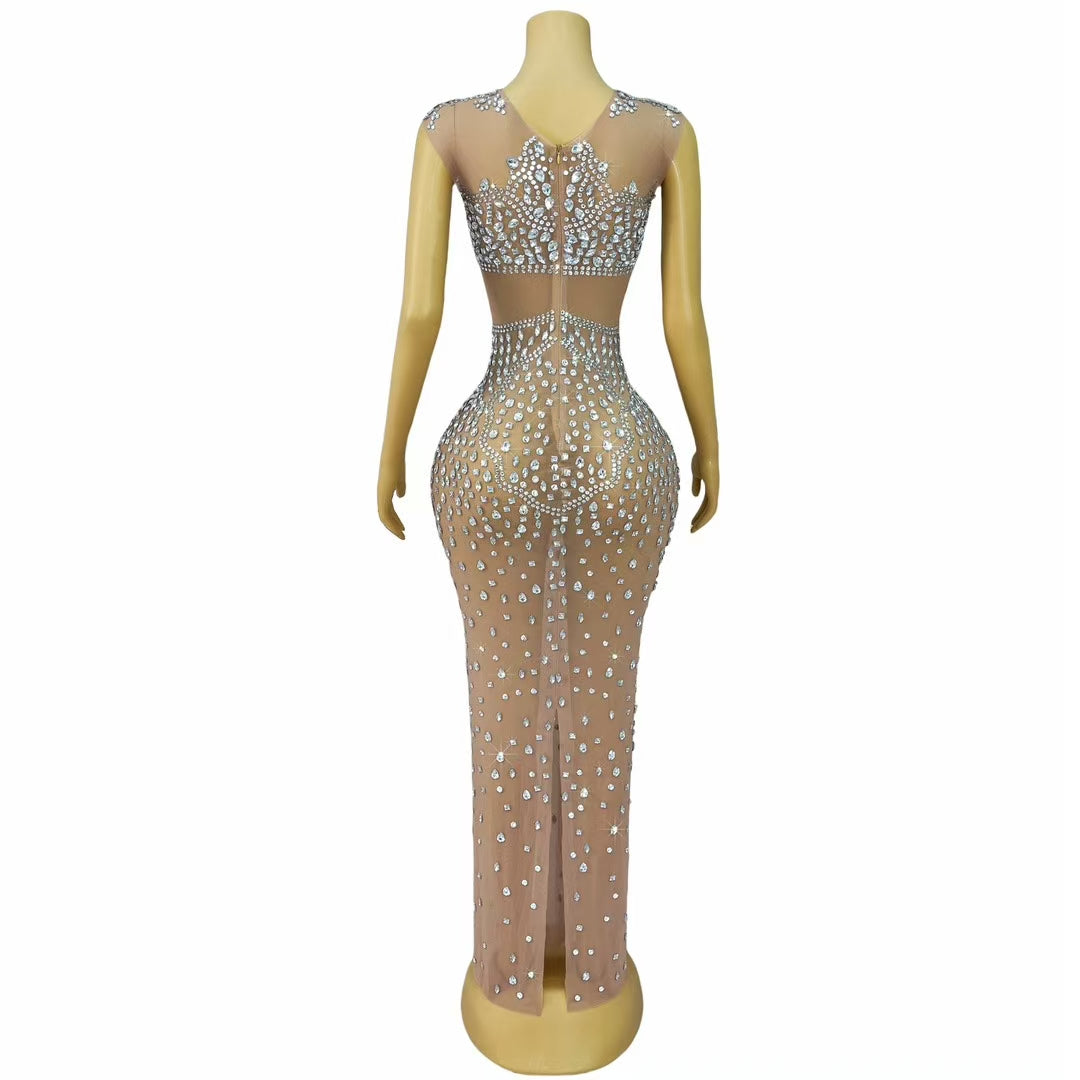 CELESINYI Xingxing Crystal Light Blue Starburst Gown