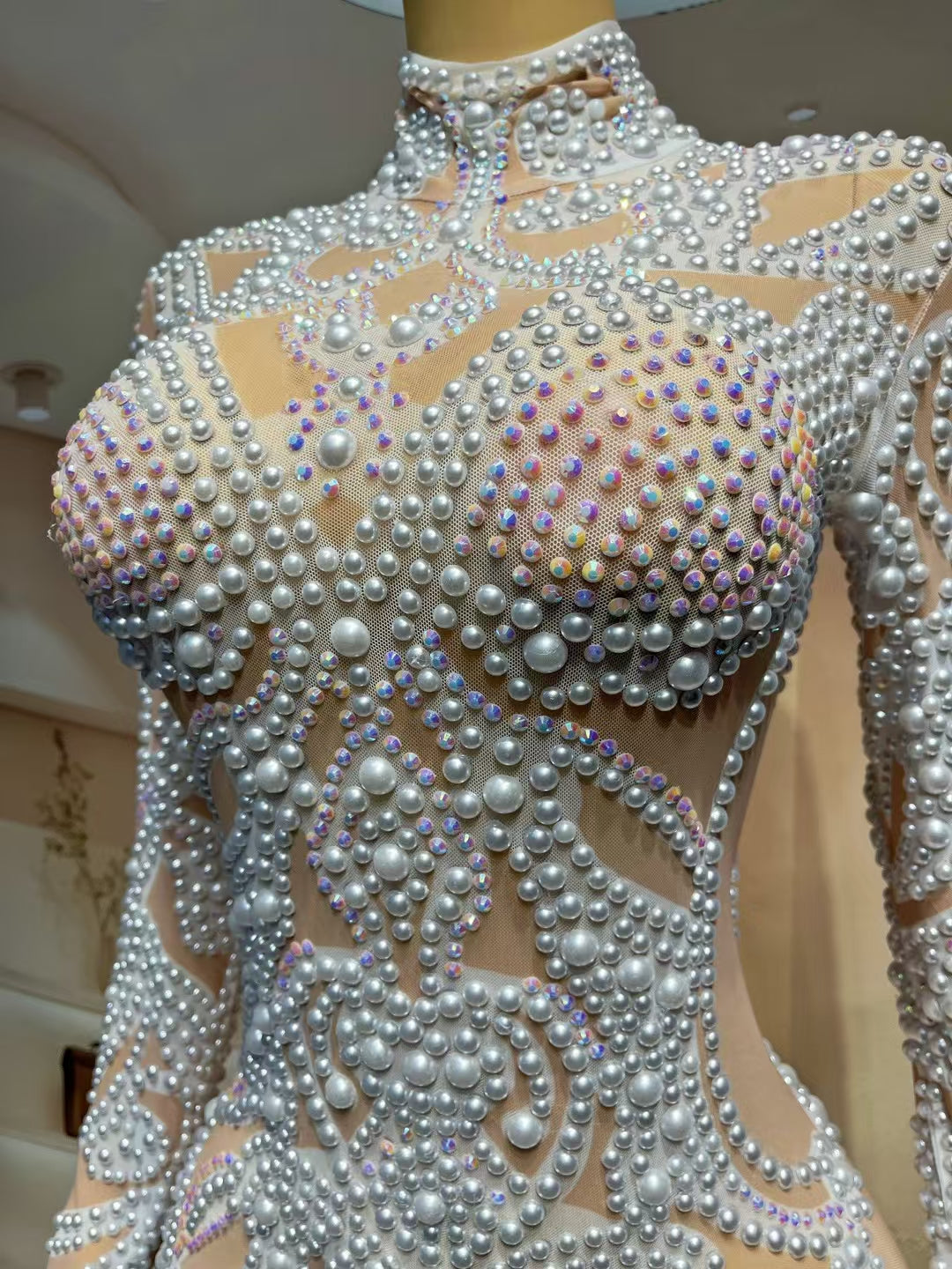 CELESINYI Tianshan Crystal Pearl Baroque Catsuit