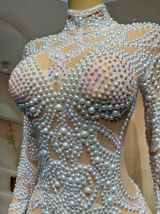 CELESINYI Tianshan Crystal Pearl Baroque Catsuit