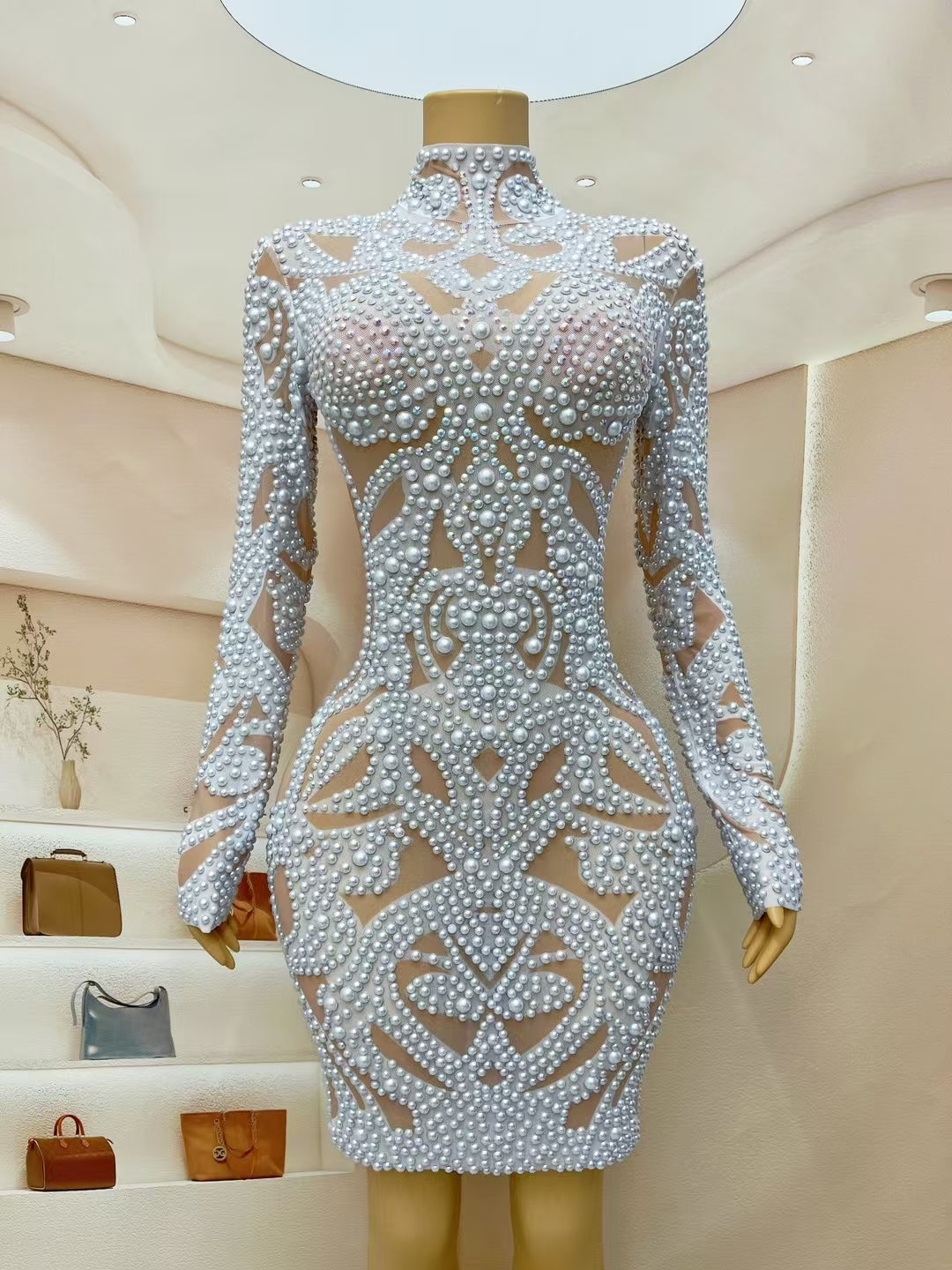 CELESINYI Tianshan Crystal Pearl Baroque Catsuit