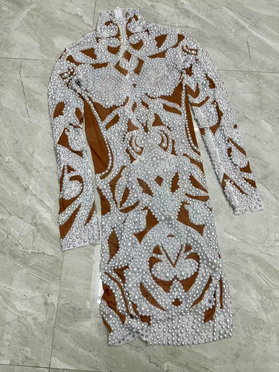 CELESINYI Tianshan Crystal Pearl Baroque Catsuit