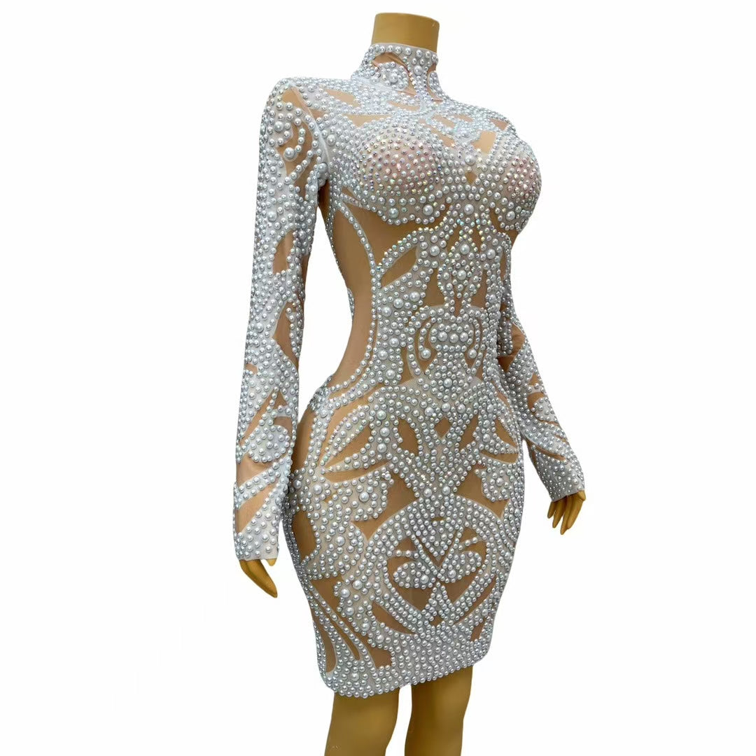CELESINYI Tianshan Crystal Pearl Baroque Catsuit