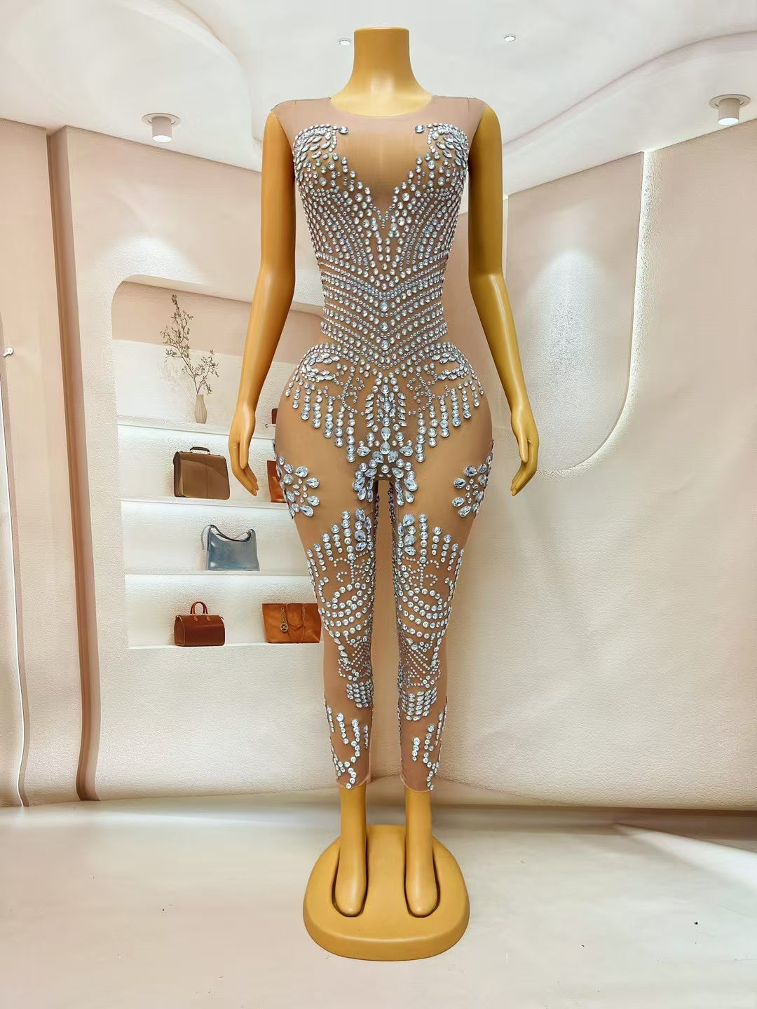 CELESINYI Shuijing Crystal Nude Catsuit