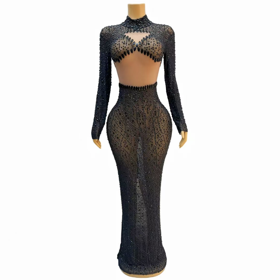 CELESINYI Qinghu Crystal High Collar Gown