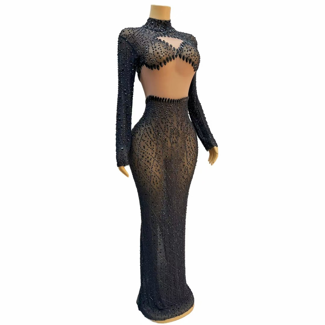 CELESINYI Qinghu Crystal High Collar Gown