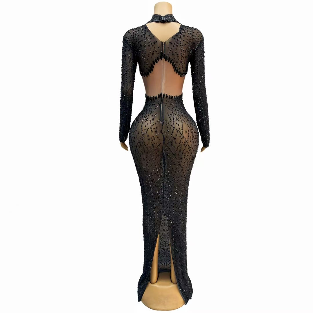 CELESINYI Qinghu Crystal High Collar Gown