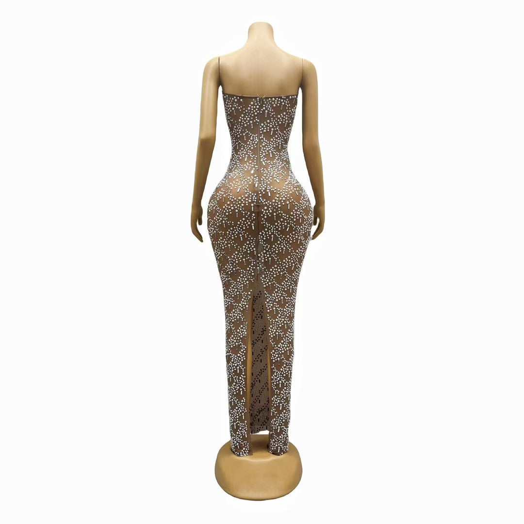 CELESINYI Zhuwang Crystal Pearl Lattice Gown