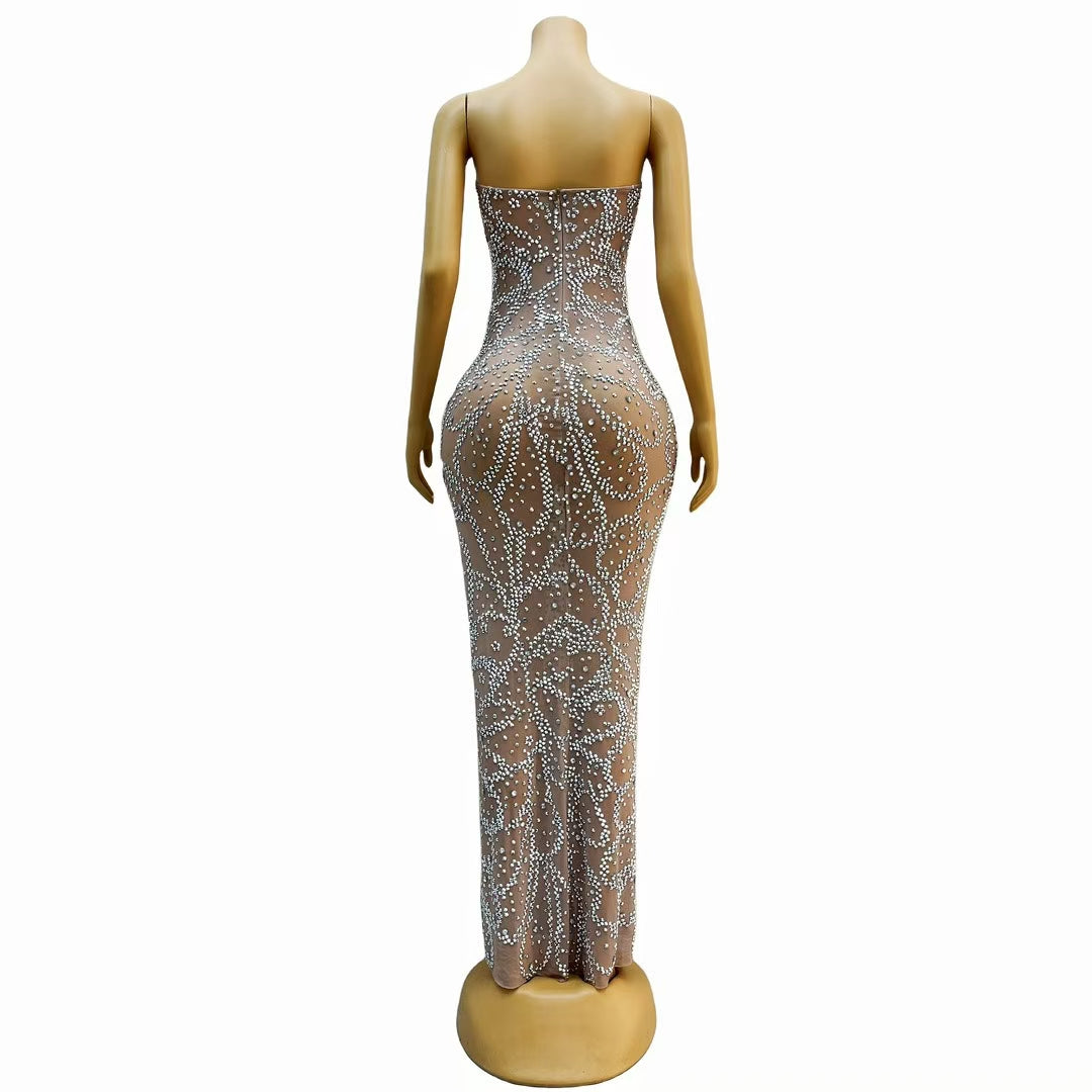 CELESINYI Yinxingye Crystal Silver Swirl Gown
