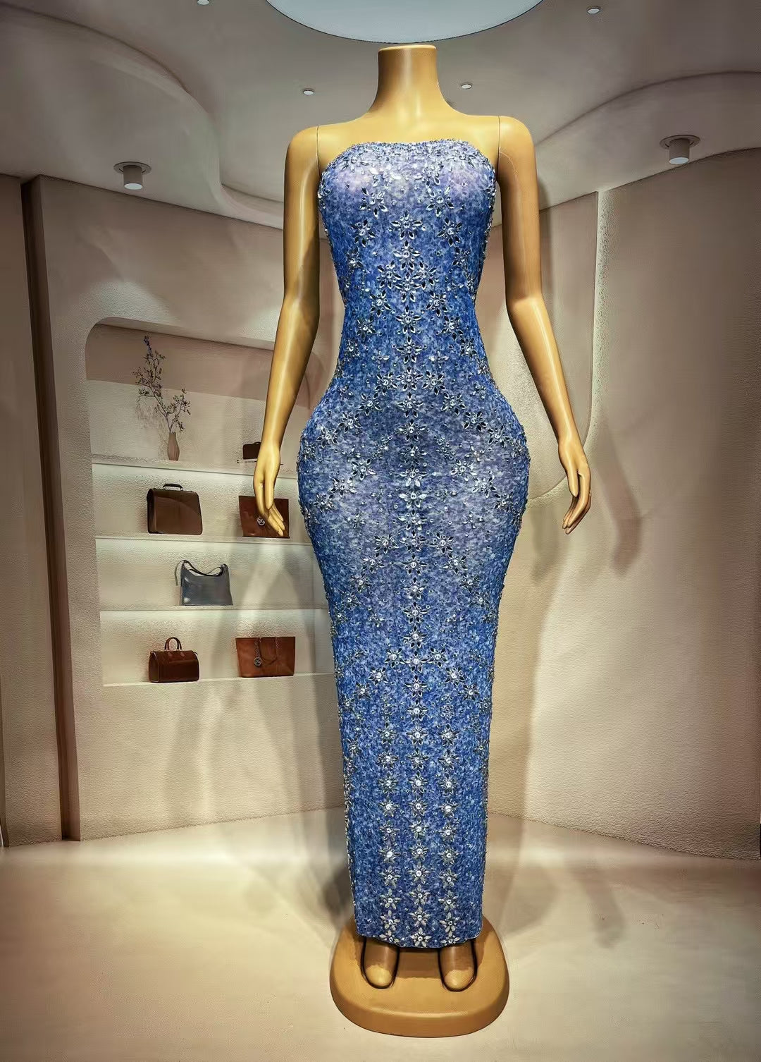 CELESINYI Ronghua Crystal Blue Flower Gown