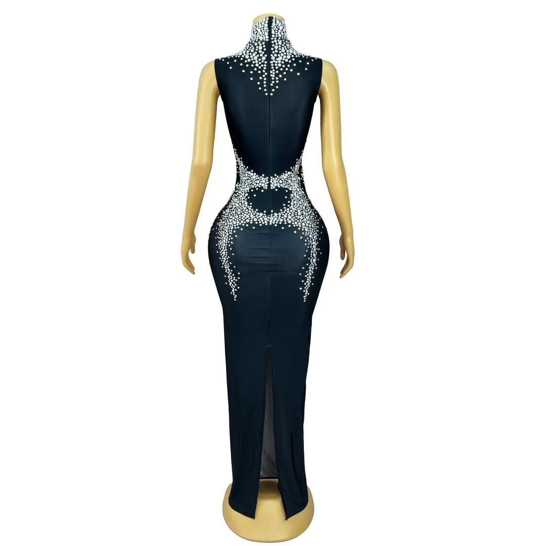 CELESINYI Yixiang Crystal Black Bib Gown