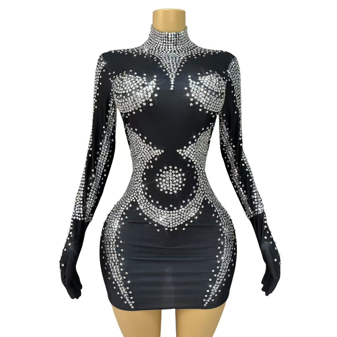 CELESINYI Jinwuxing Crystal Black Swirl Gown