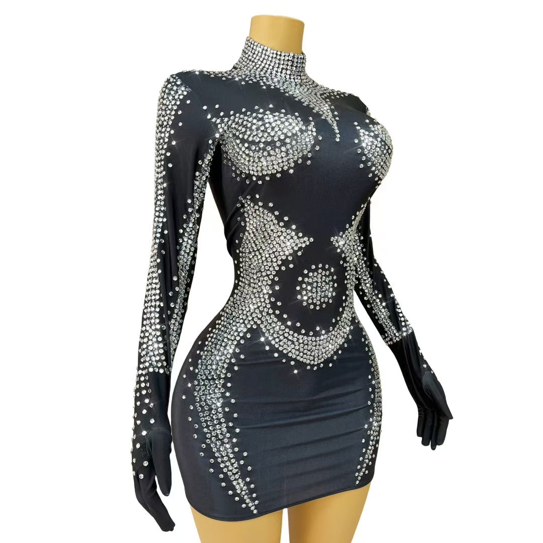 CELESINYI Jinwuxing Crystal Black Swirl Gown