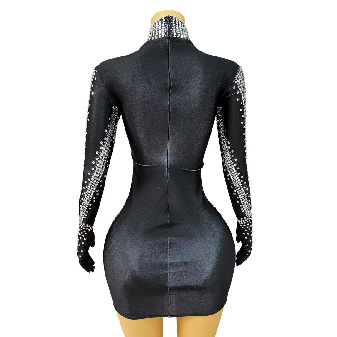 CELESINYI Jinwuxing Crystal Black Swirl Gown