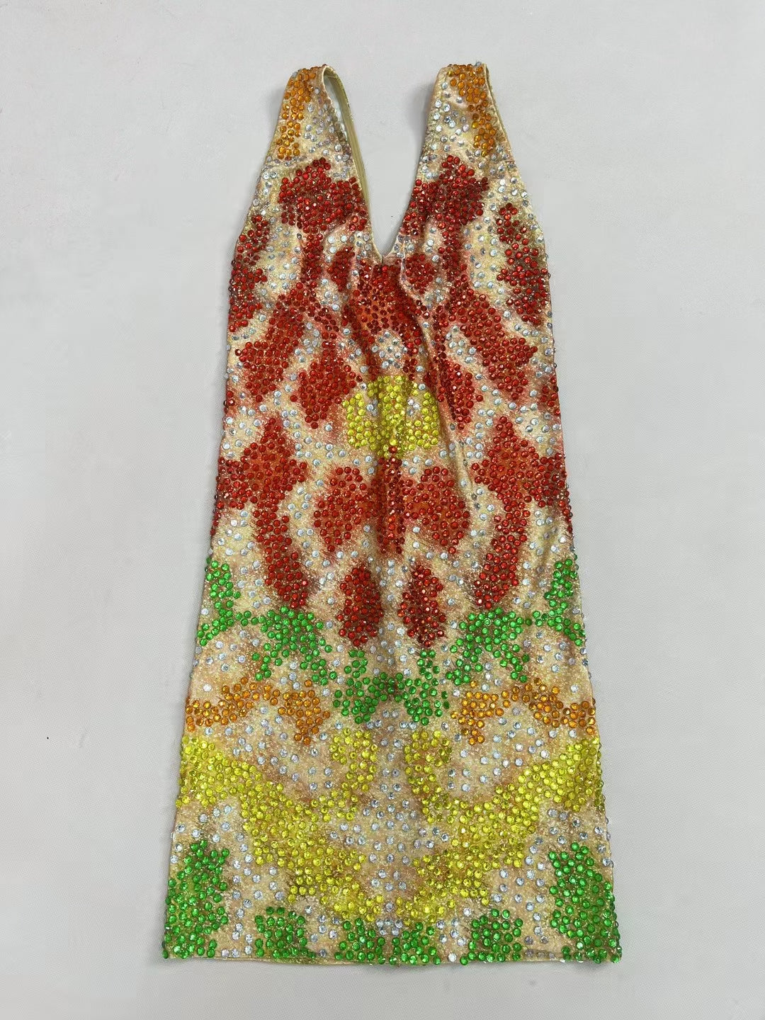 CELESINYI Caihuan Crystal Rainbow Ring Mini Dress