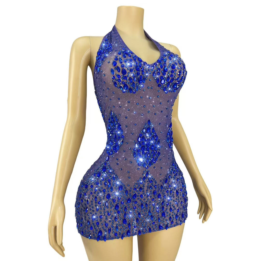 CELESINYI Landishui Crystal Blue Drop Gown
