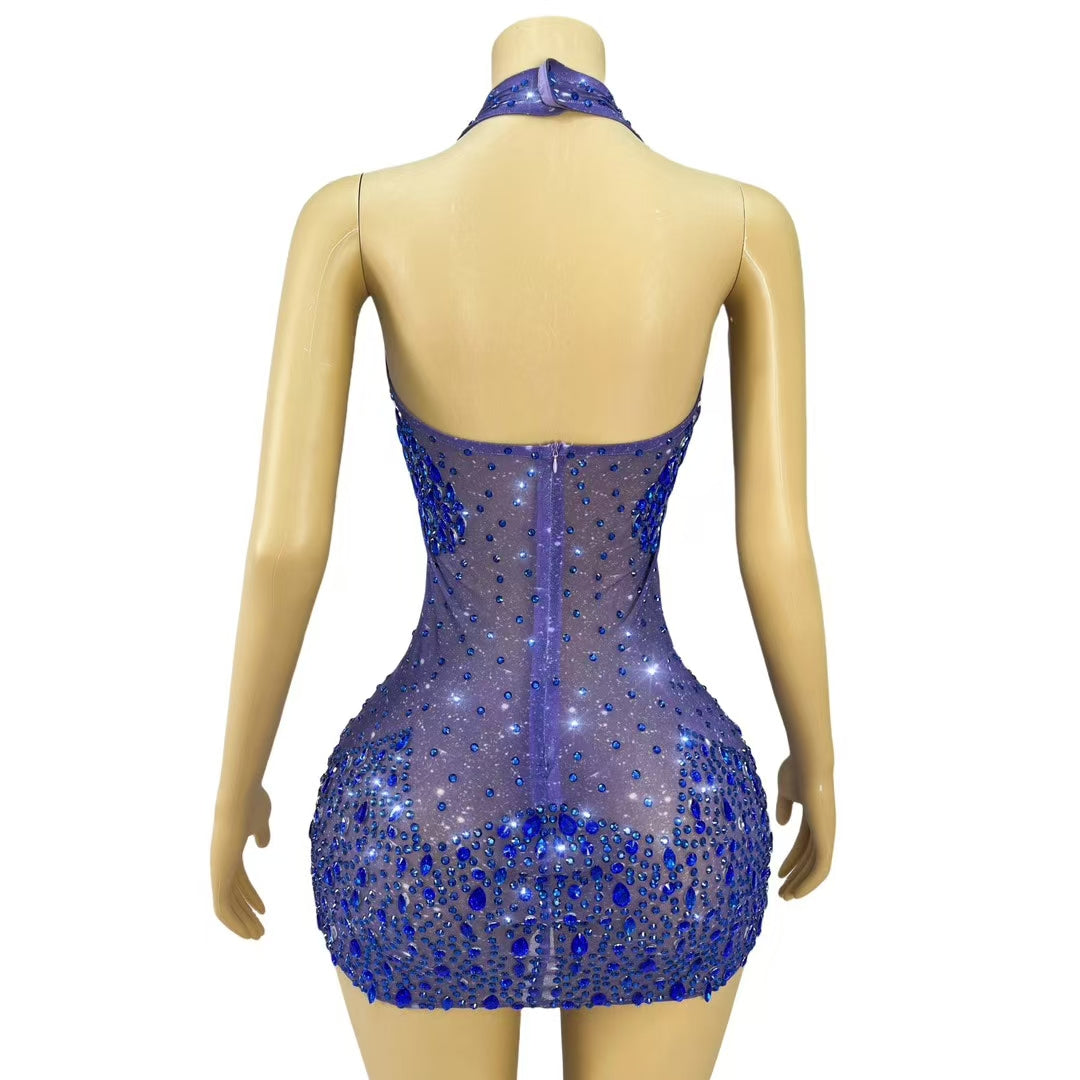 CELESINYI Landishui Crystal Blue Drop Gown
