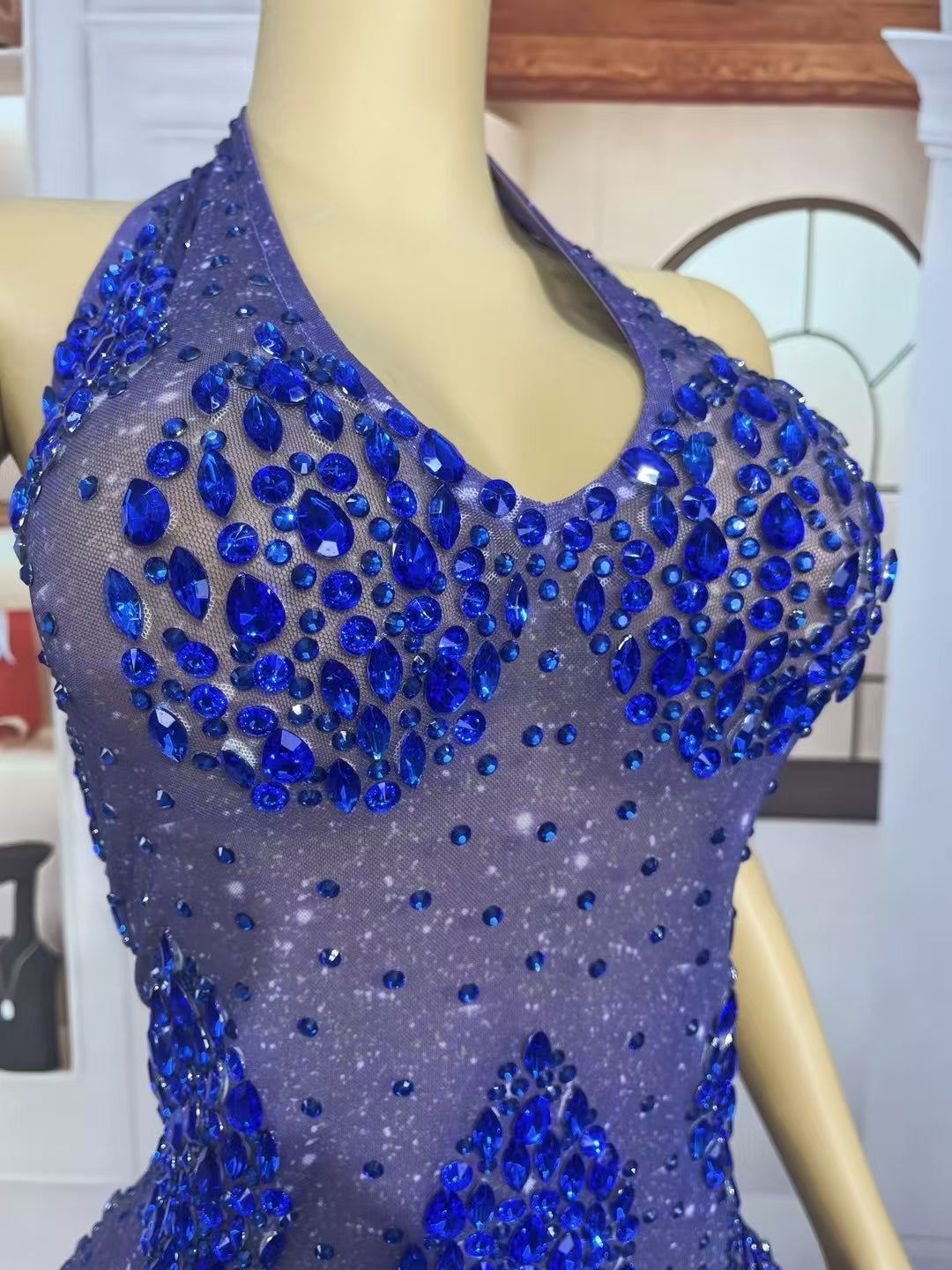 CELESINYI Landishui Crystal Blue Drop Gown