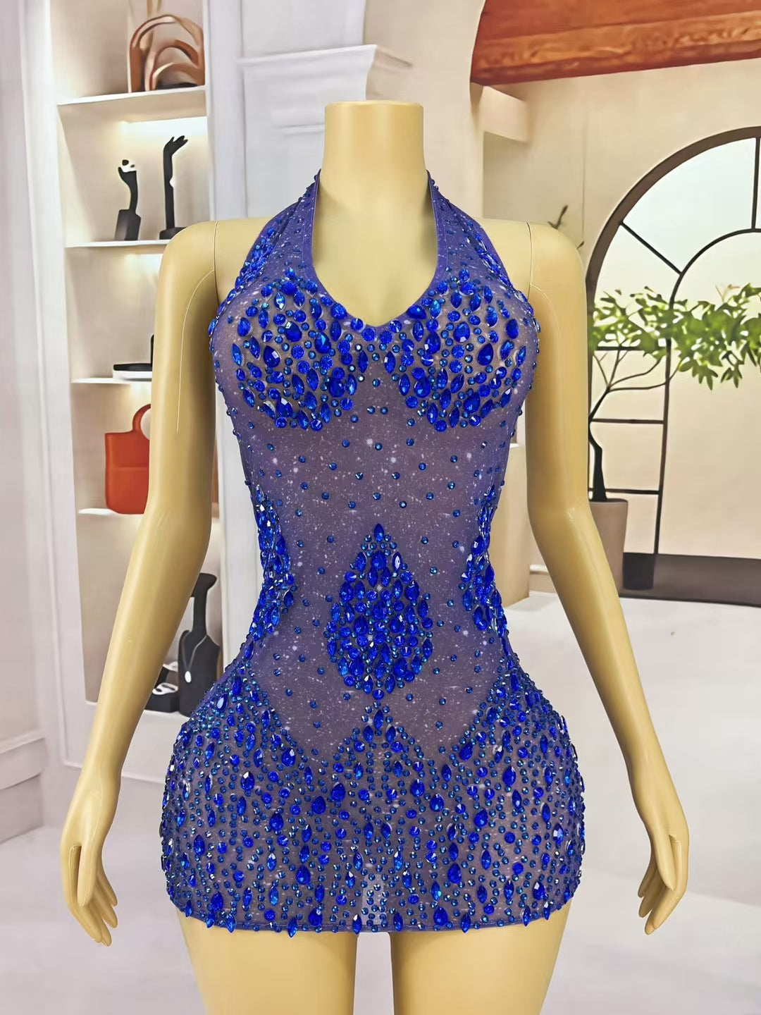 CELESINYI Landishui Crystal Blue Drop Gown