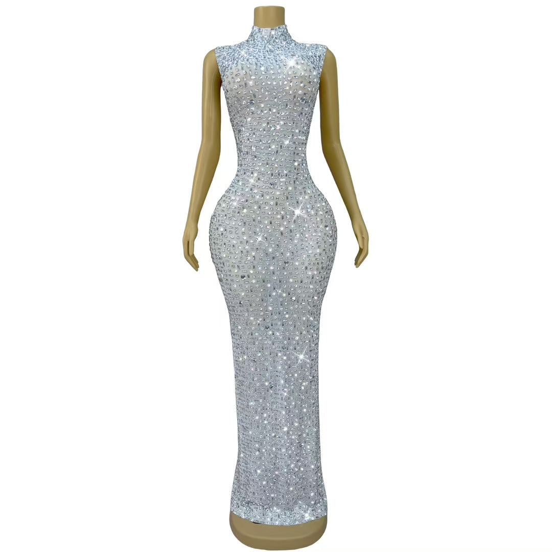 CELESINYI Baibei Crystal Pearl Mermaid Gown