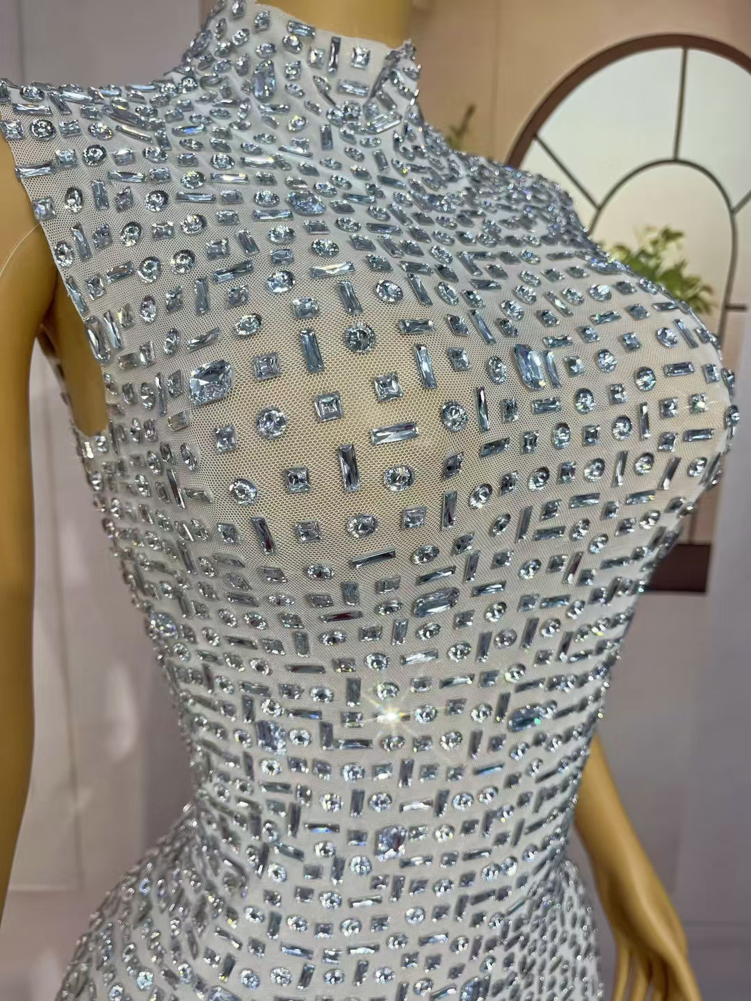 CELESINYI Baibei Crystal Pearl Mermaid Gown