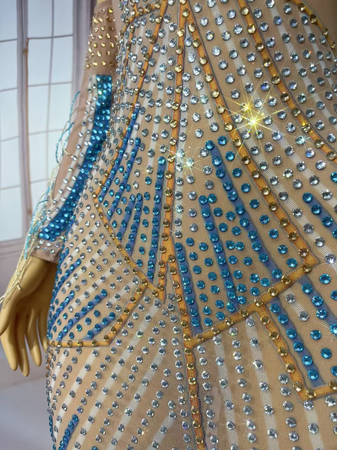CELESINYI Qiyueque Crystal Art Deco Star Gown