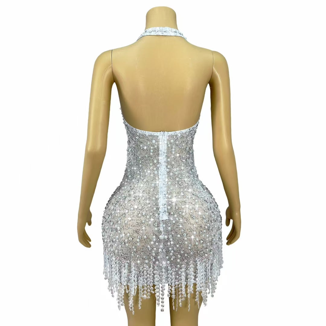 CELESINYI Tiantianquan Crystal Pearl Swirl Bodysuit