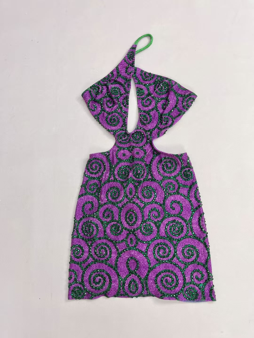 CELESINYI Ziguoshi Crystal Emerald Swirl Mermaid Gown