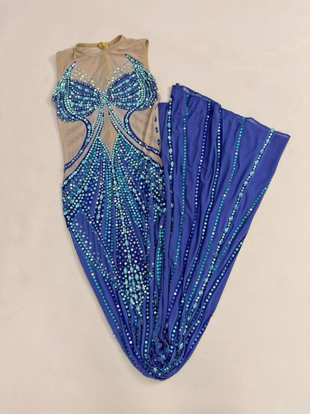CELESINYI Lanjingling Crystal Blue Gradient Mermaid Gown