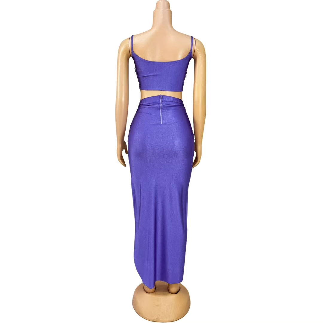 CELESINYI Beixin Crystal Purple Vest Gown Set
