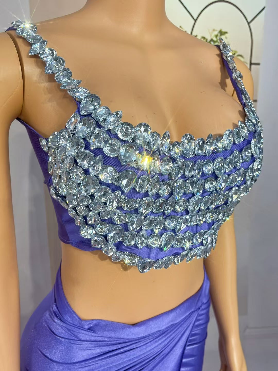 CELESINYI Beixin Crystal Purple Vest Gown Set