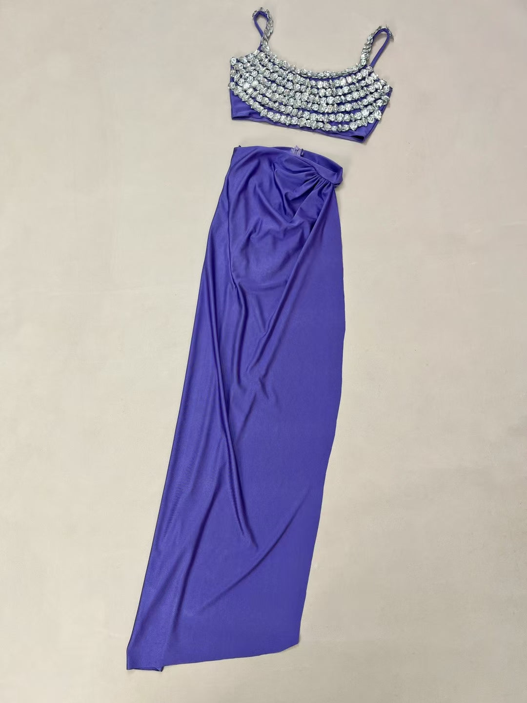 CELESINYI Beixin Crystal Purple Vest Gown Set