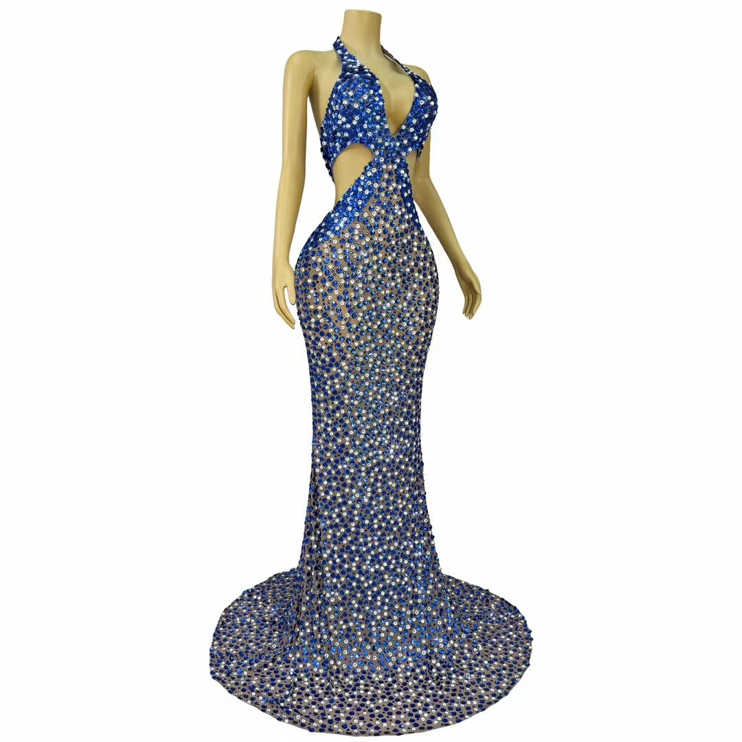 CELESINYI Beiduofen Crystal Mermaid Shell Gown